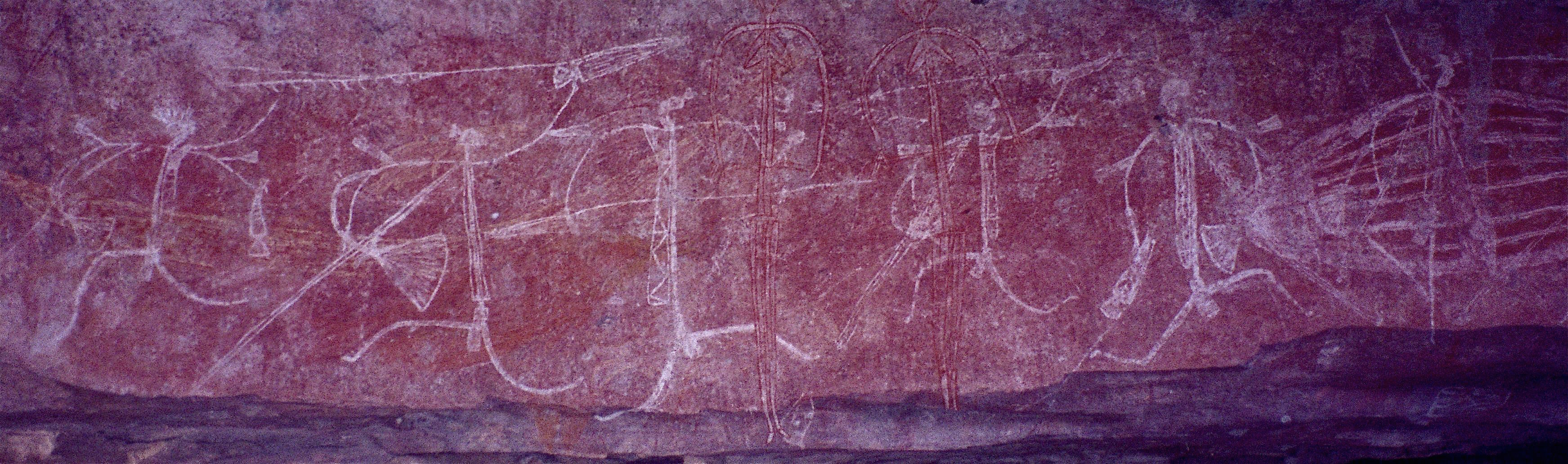Figure 3: Rock paintings at Ubirr, Kakadu National Park, Australia Photo: Rita Willaert, 2008, via Flickr, from the album Laws to Live By (httpss://creativecommons.org/licenses/by-nc/2.0/legalcode)